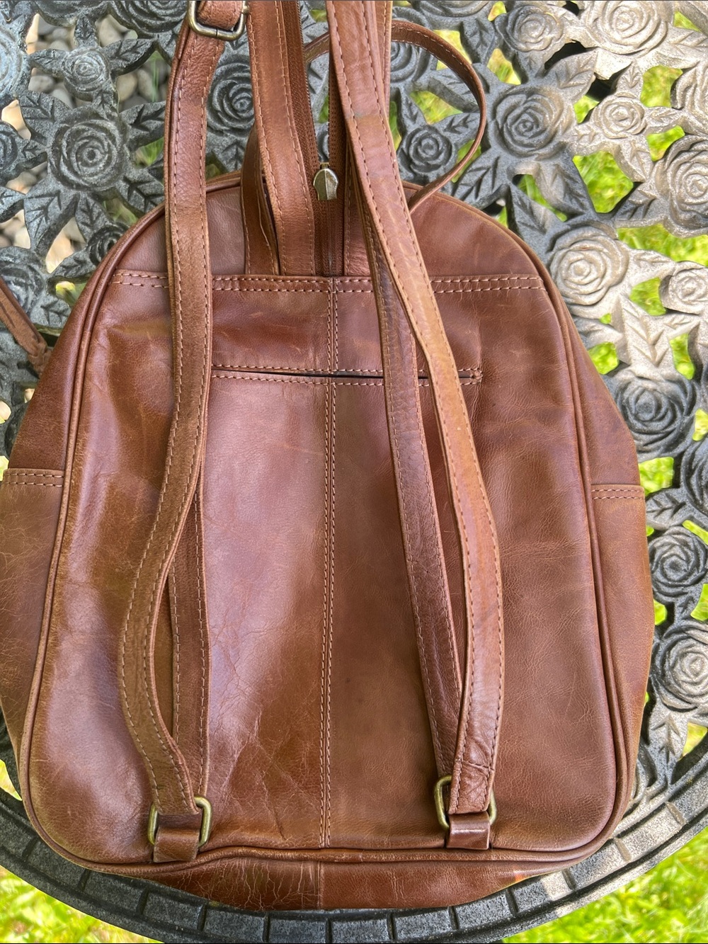 Tommy Bahama Brown Leather Backpack - Picture 10 of 16